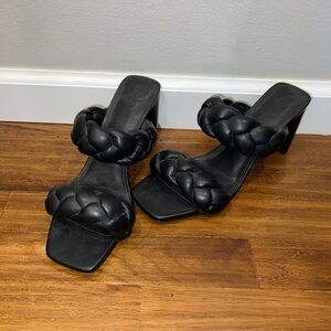 Black womens braided sandals